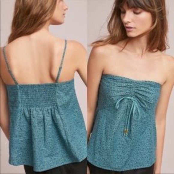 Anthro Maeve Teal Hieroglyphics Tube Top, 8 - Picture 1 of 13